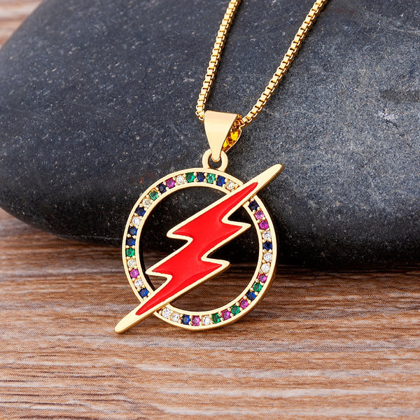 Fashion Design Hip Hop Lightning Shape Pendant Copper Tennis Chain