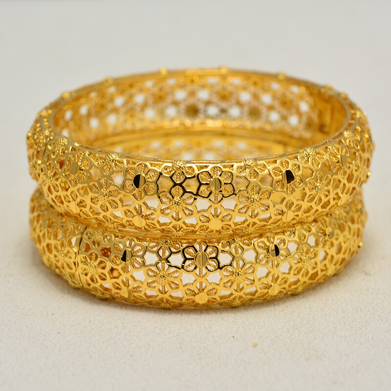 Dubai Arab Gold Color Wedding Bangles for Women Bride Can OPen Bracelets