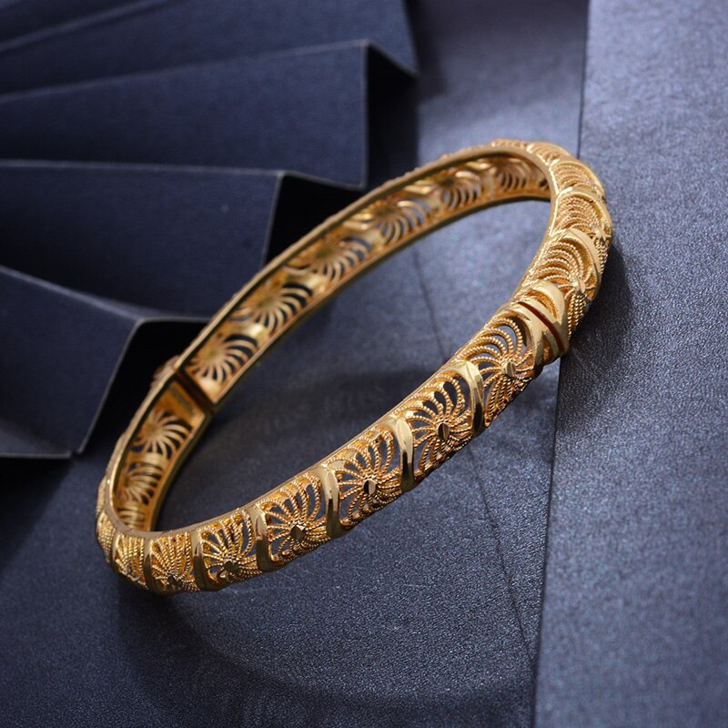 4Pcs 24K Africa Gold Color Dubai Bangles for Women