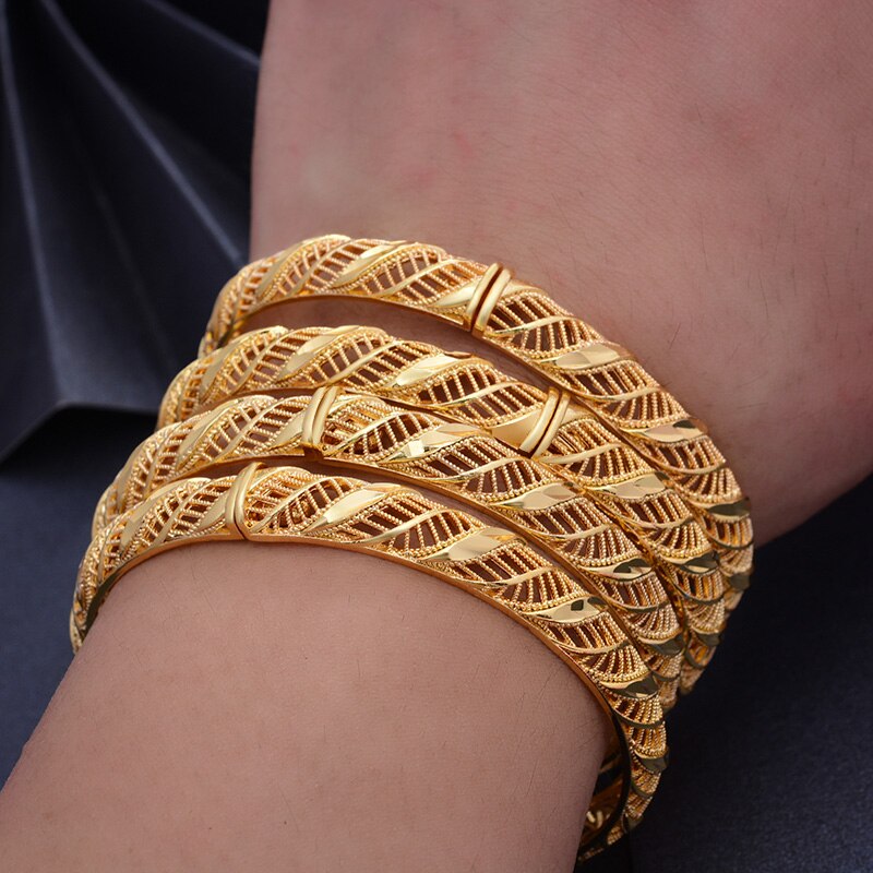 1Pcs Can Open Dubai Arab Kuwait  Gold Color Bangles For women