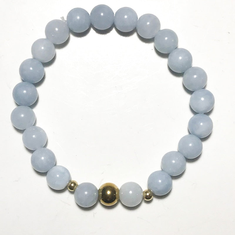 8mm Aquamarine Beaded Knotted Necklace 108Japamala Meditation Yoga Healing Blessing Jewelry Set