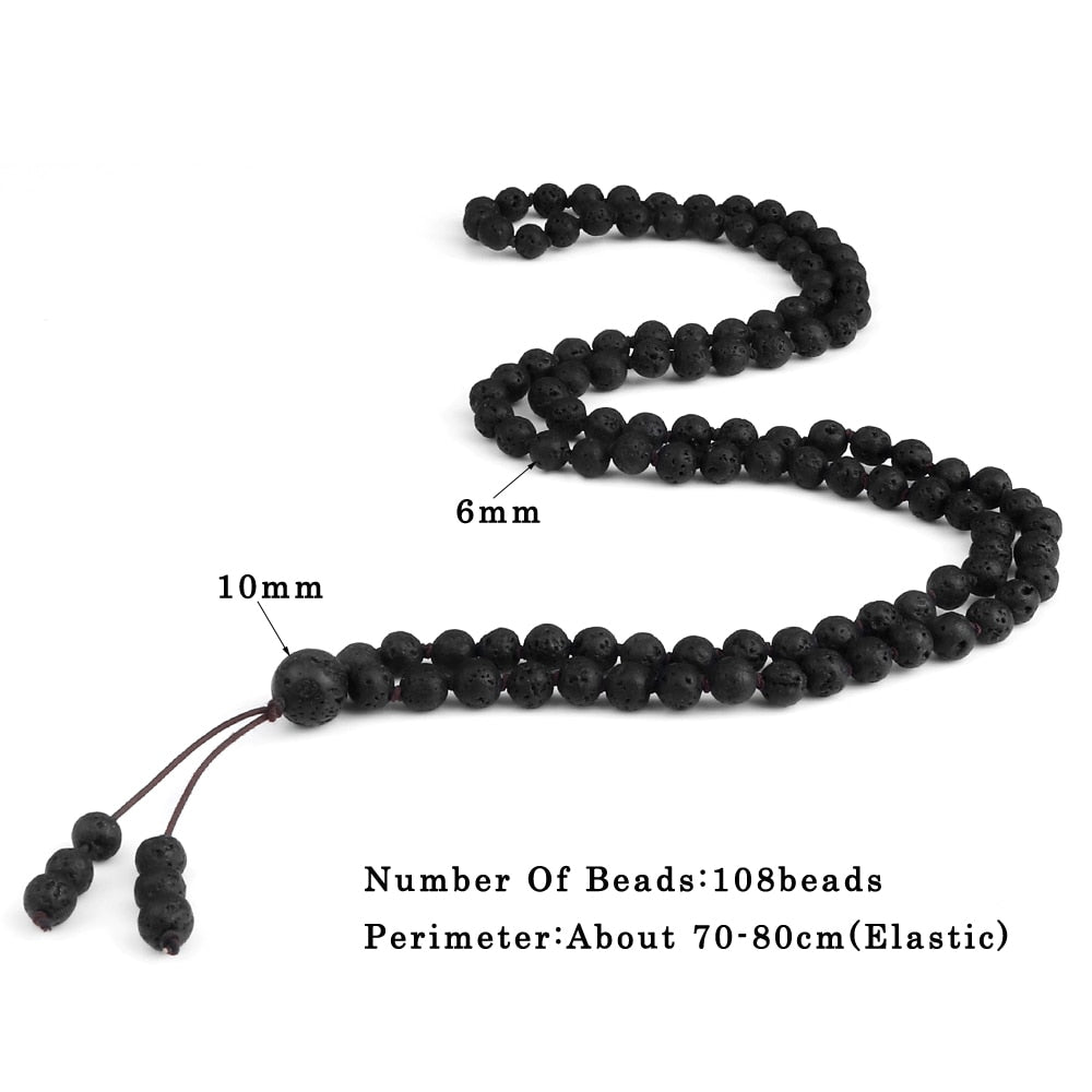 108 Mala Men Black stone Beads Healing Energy Bracelet Necklace