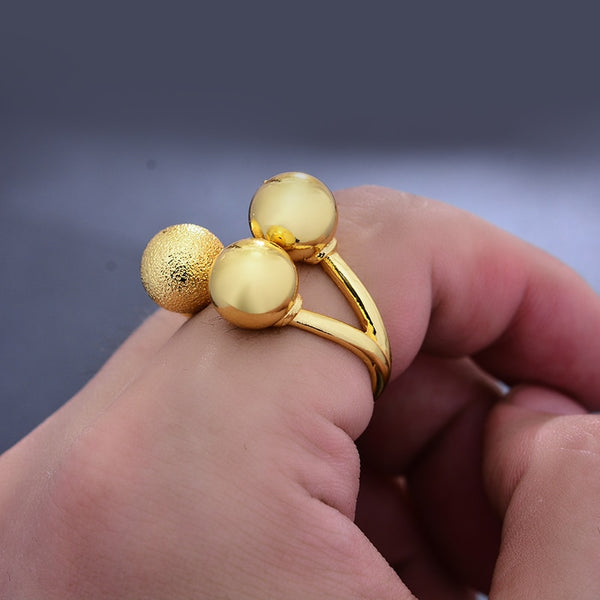 Ethiopia 24K Bead Gold color Rings Dubai rings For women Man Twist African Men Ring