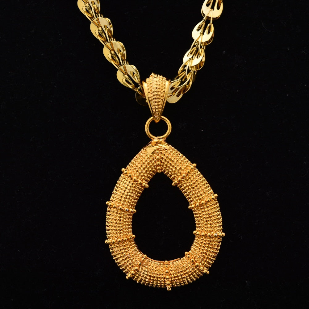 24K Gold Color Dubai Jewelry Set For Women  Wedding Luxur Ethiopian Jewelry set