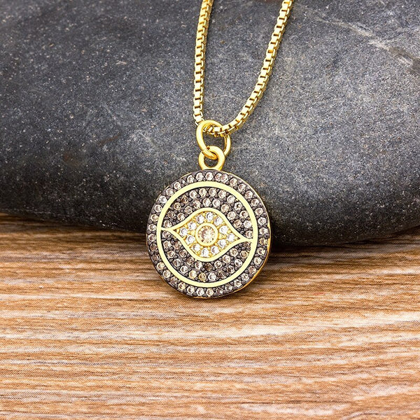 Fashion Evil Eye Pendant Crystal Copper Cubic Zirconia Turkish Lucky Eye Zircon Necklace