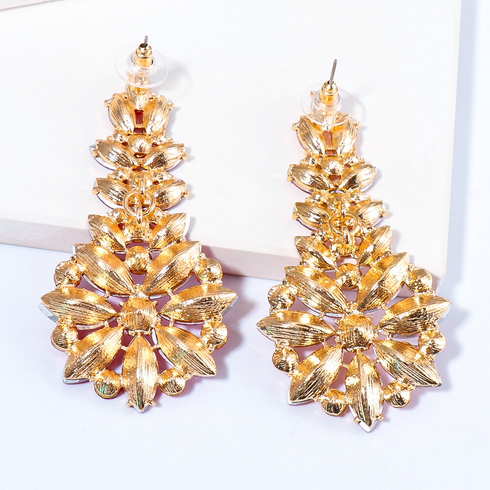 New Long Crystal Drop Dangle Earrings Colorful Rhinestone Hangle Earring