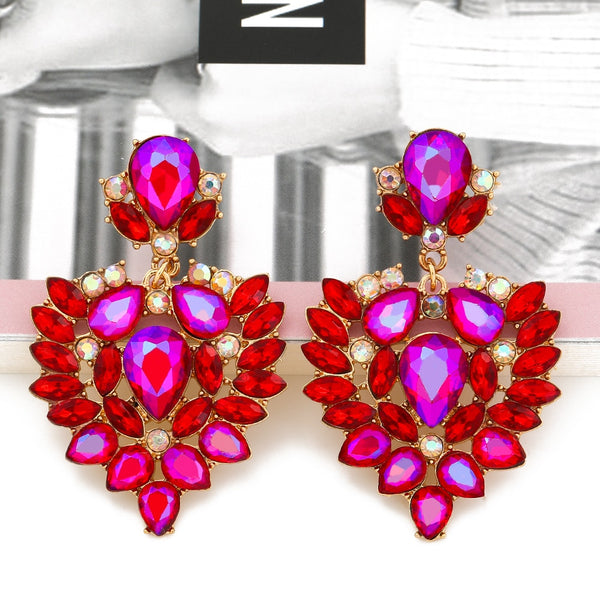 New Crystal Drop Dangle Earrings for Women Colorful Rhinestone Drop Earring