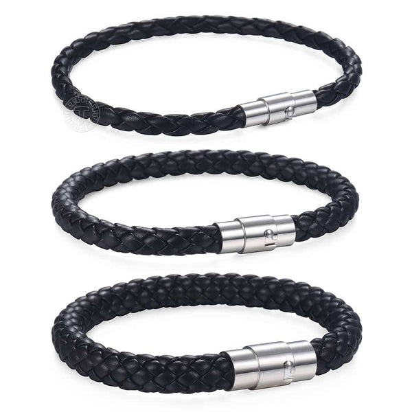 Mens Womens Leather Bracelet Brown Black Braided Bracelets