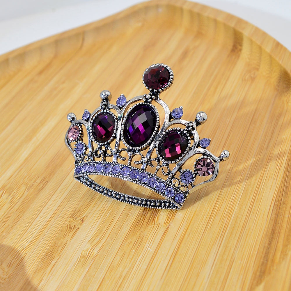 Crystal Crown Brooches For Women