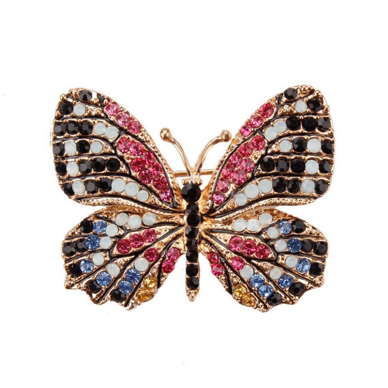 Zinc Alloy Butterfly Brooch Woman Clothing Rhinestone Brooch For Women