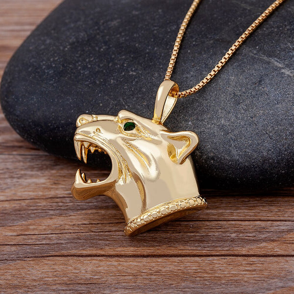 Hiphop Wolf Head Pendant Necklaces For Men Women Long Chain