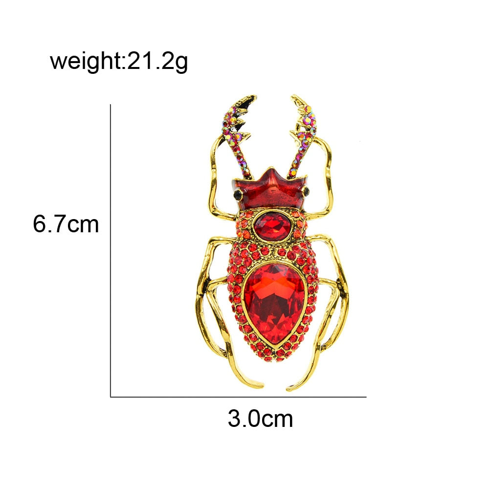 Crystal Large Beetle Brooches For Women