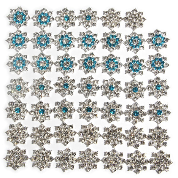 50PCS 2.3cm 0.88 Crystal Rhinestone Snowflake Buttons