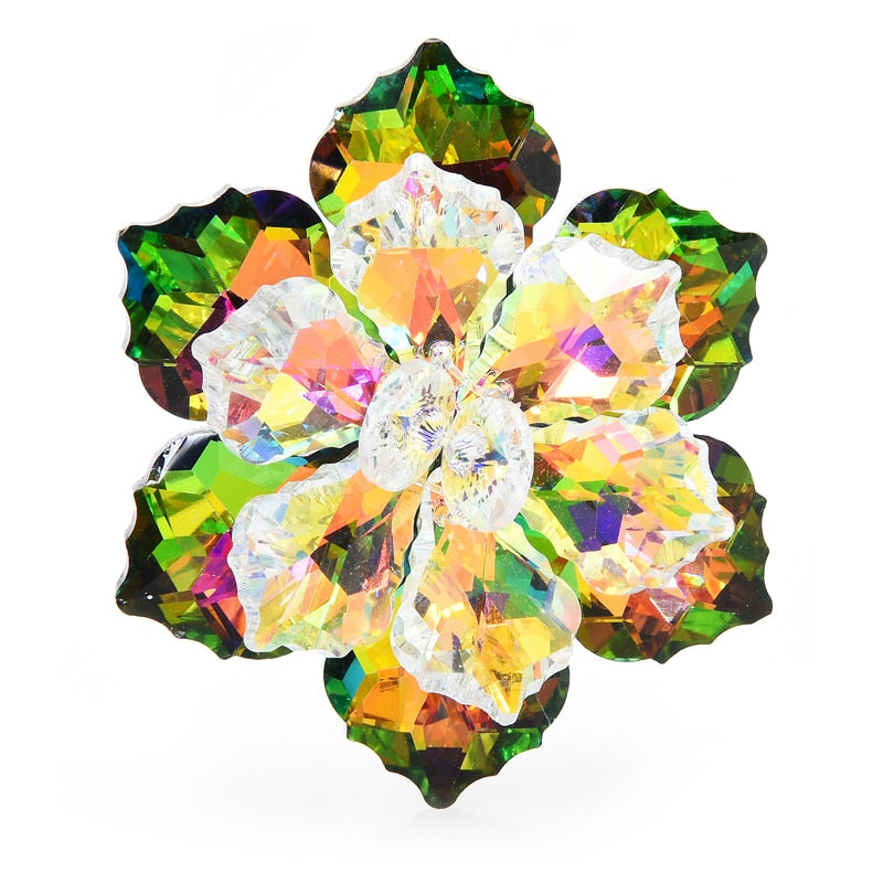 hining Glass Flower Brooches For Women