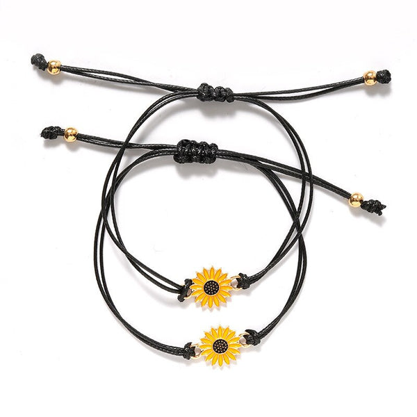 2pcs New Sunflower Charm Bracelet