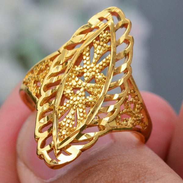 gold color retro men women frosted rings