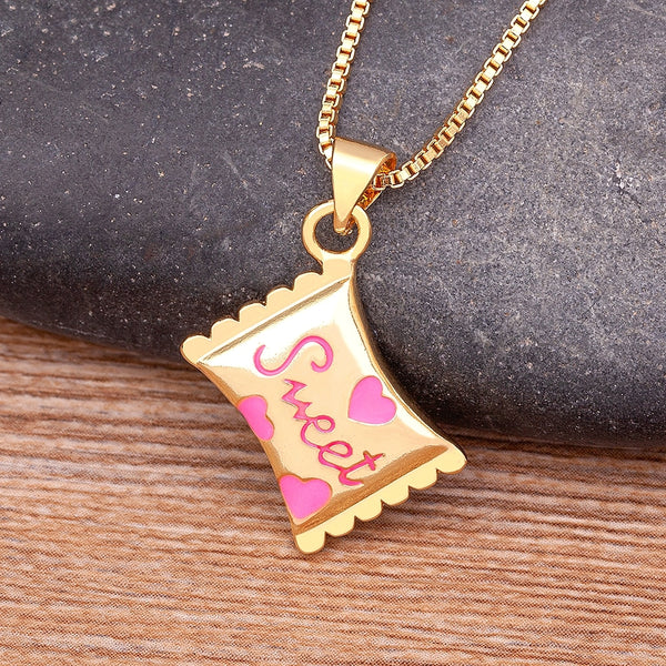 Trendy Brass Enamel Sweet Candy Pendant For Women