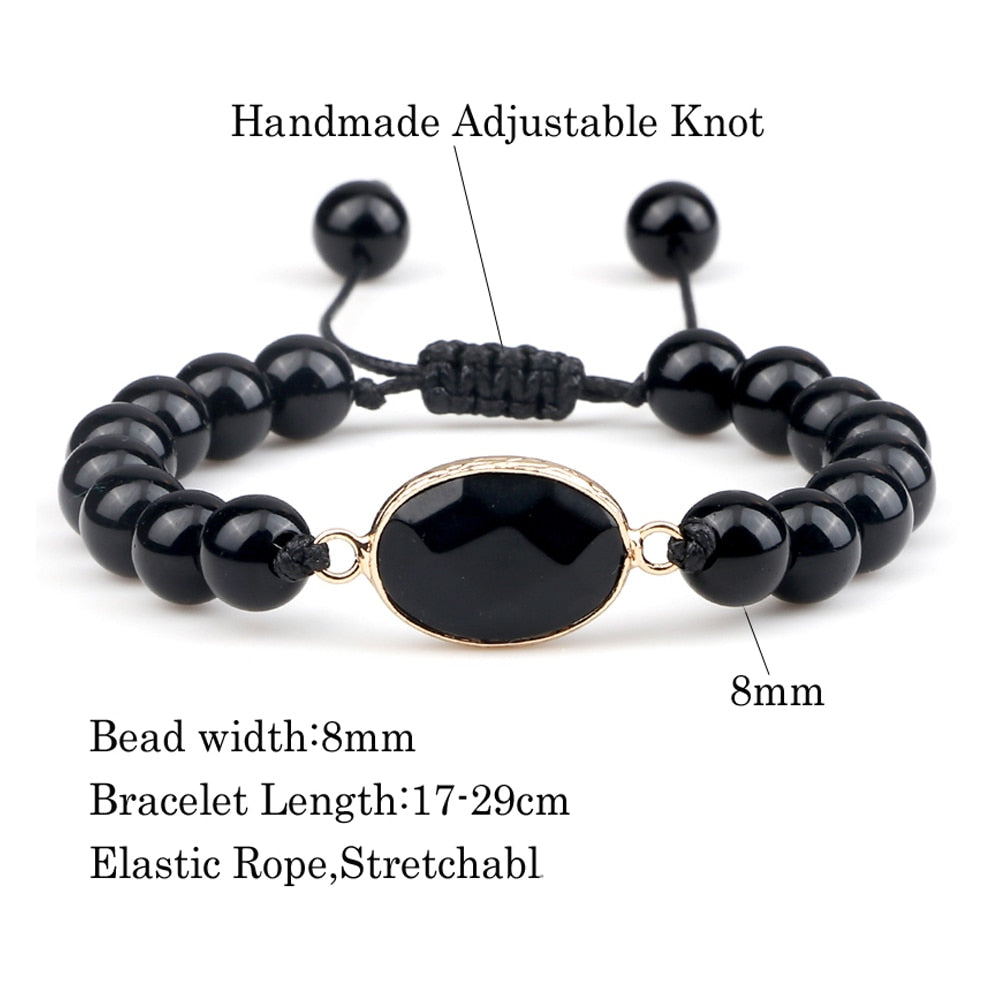 Natural Black Obsidian Stone Bracelets Bangles Men