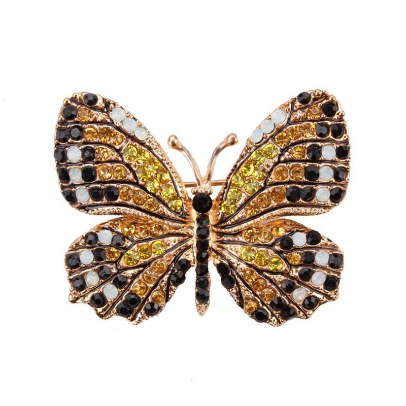 Zinc Alloy Butterfly Brooch Woman Clothing Rhinestone Brooch For Women