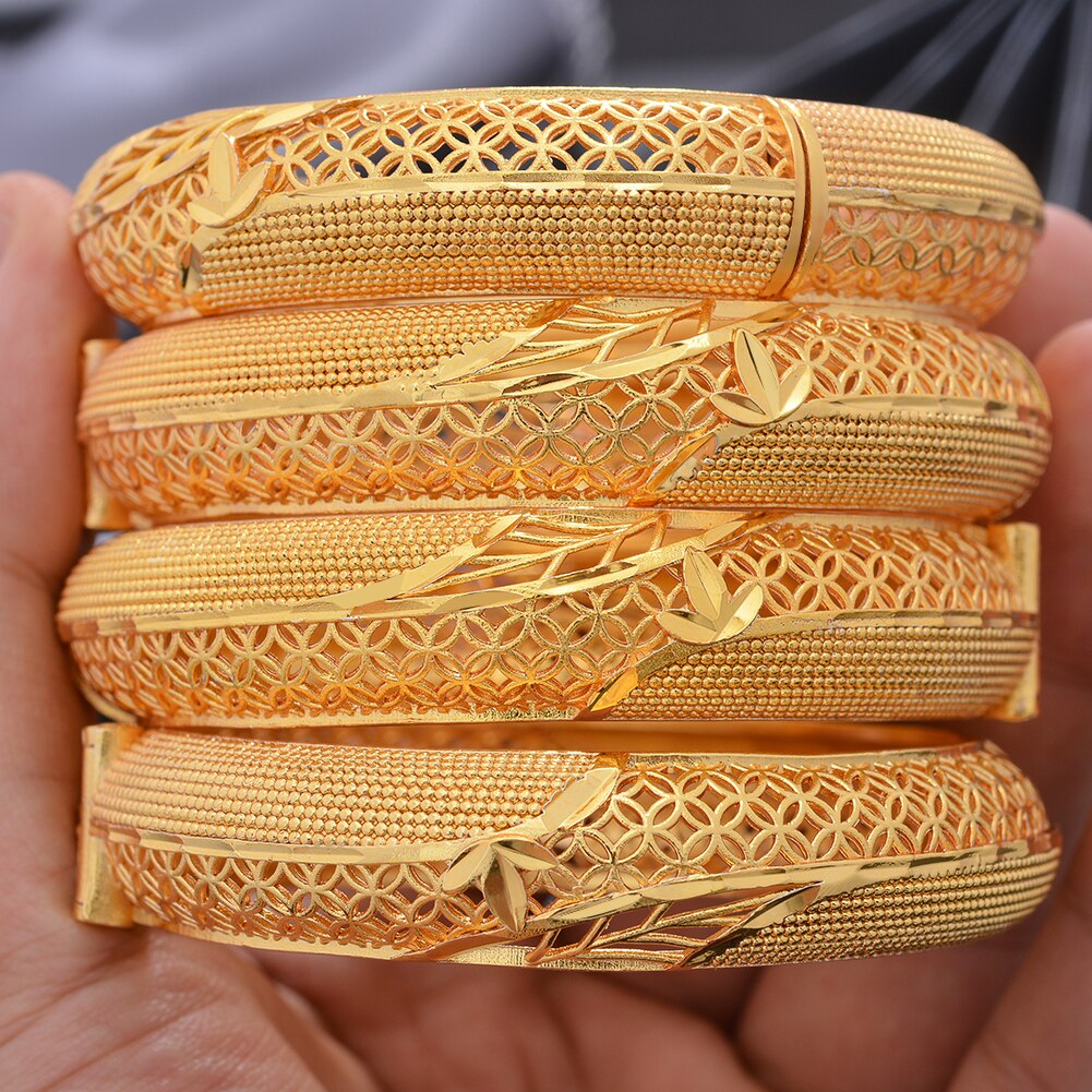 4Pcs Banlges For women 24K Gold Color Bracelets