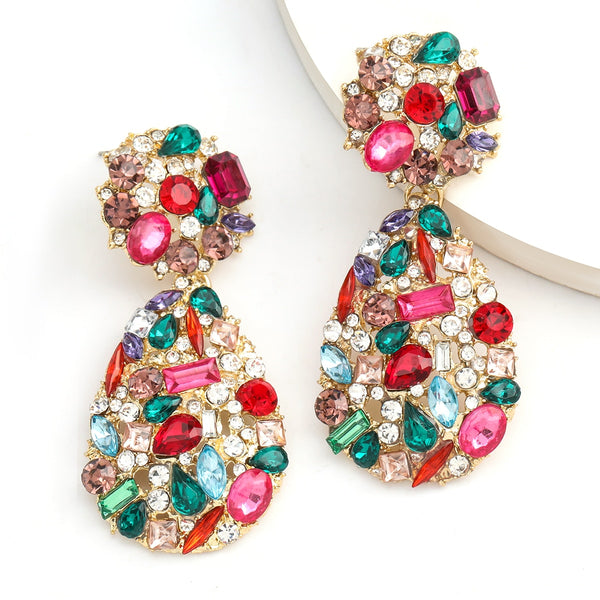 Fashionable Simple Women&#39;s Geometric Rhinestone Dangle Earrings