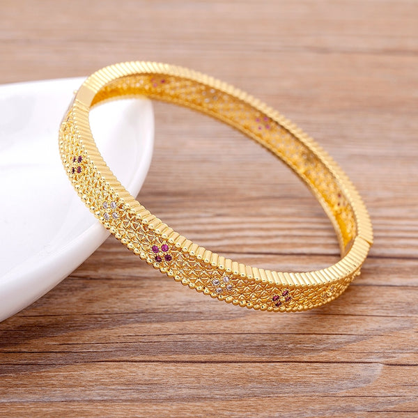 New Trendy Luxury 14 Styles Famous Brand Jewelry Gold Color Copper Zircon Bangles