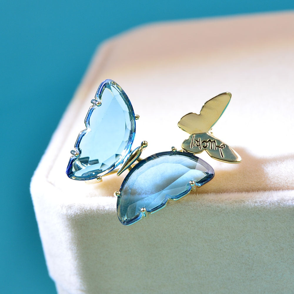 Clear Crystal Butterfly Brooches For Women