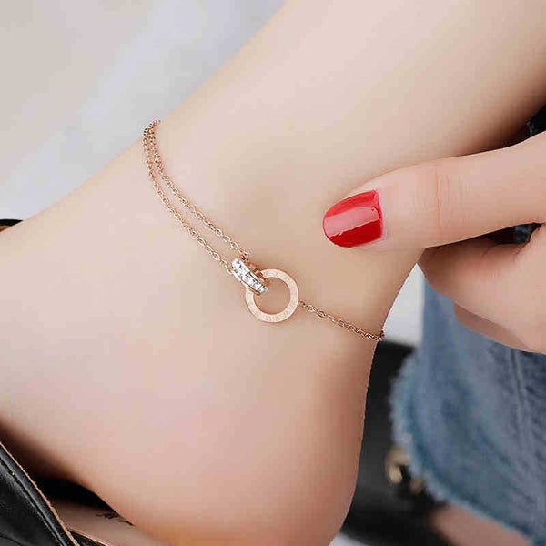 Rose Gold Stainless Steel Anklet Bracelet for Women