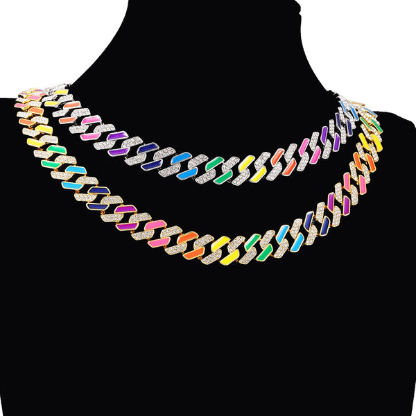 12MM Hip Hop Colorful Necklace Women Jewelry