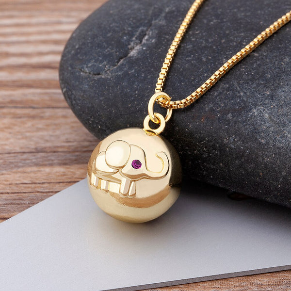 Popular Personalized Copper Ball Choker Cute Elephant Pendant Necklace