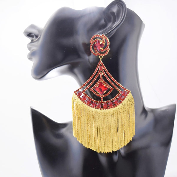 Big earrings for women 13.5cm length long tassel dangle wedding earrings