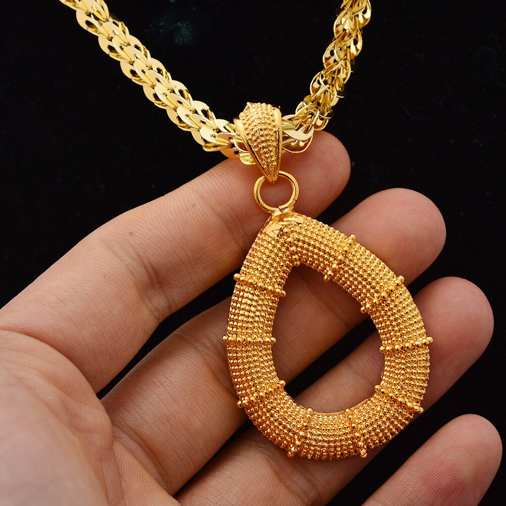 24K Gold Color Dubai Jewelry Set For Women  Wedding Luxur Ethiopian Jewelry set