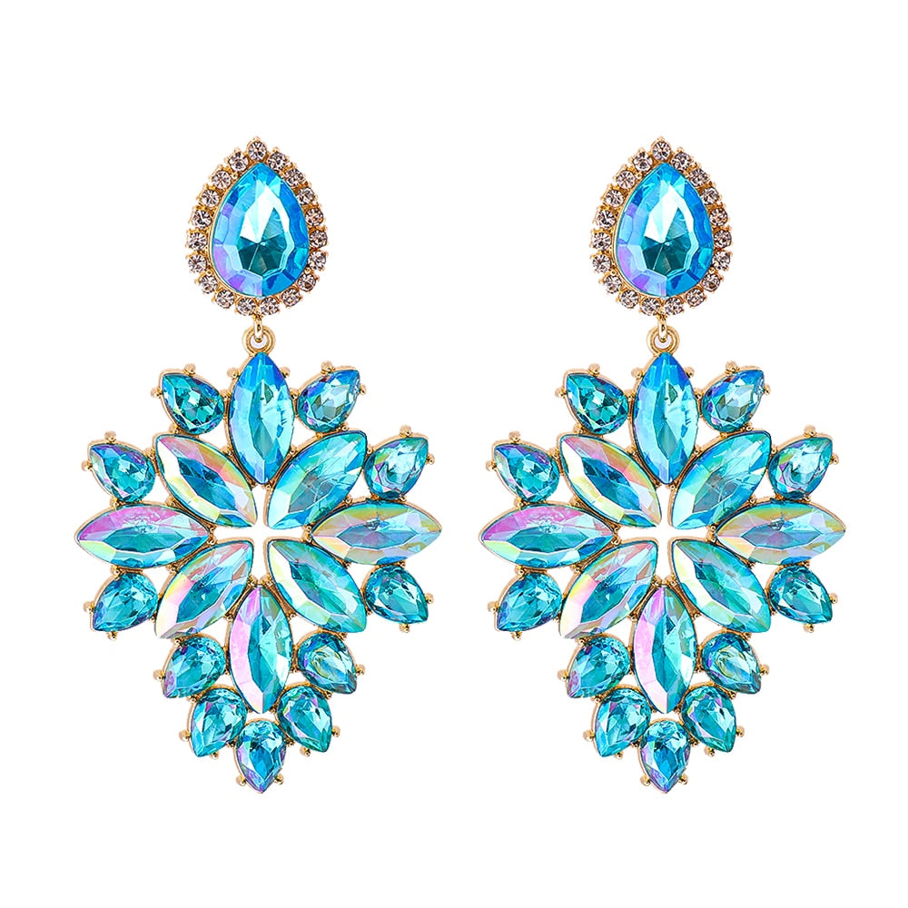 Colorful Rhinestone Dangle Earrings High Quality Statement Crystal Drop Earring For Women