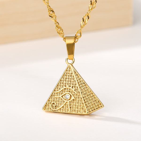 Triangle Pyramid Eye of Horus Stainless Steel Woman Necklace