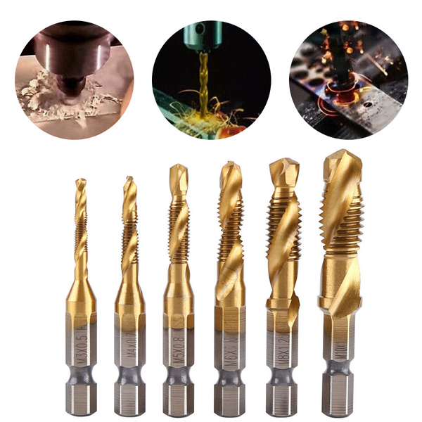 6PCS HSS Screw Thread   Tap Drill Bit set