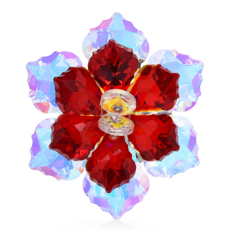 hining Glass Flower Brooches For Women