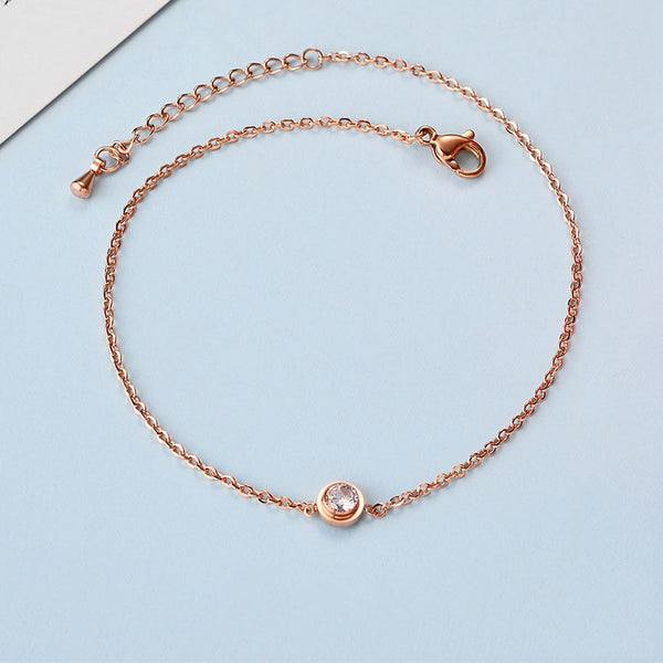 Cubic Zirconia Anklet Foot Jewelry Rose Gold Color Anklet Bracelet Leg Chain