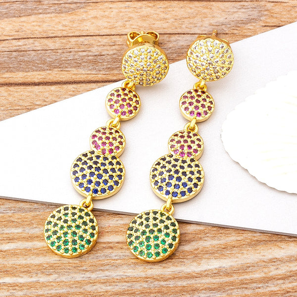 New Design Multicolor Copper Zircon Dangle Earrings For Women