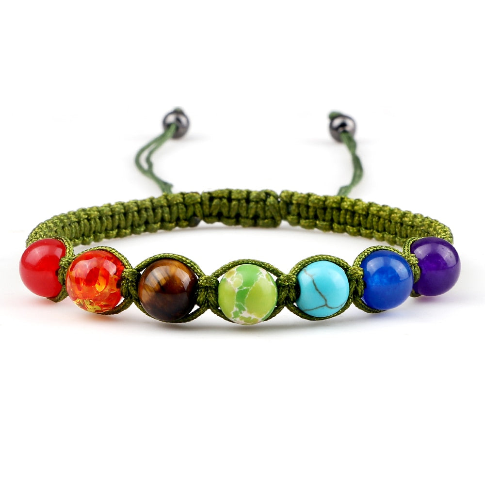 Yoga 7 Chakra Natural Stone Beads Bracelets Women Men Paryer Balance