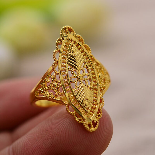 24K Gold Color Ring For Women Party Jewelry Ethiopian/African Gold Rings