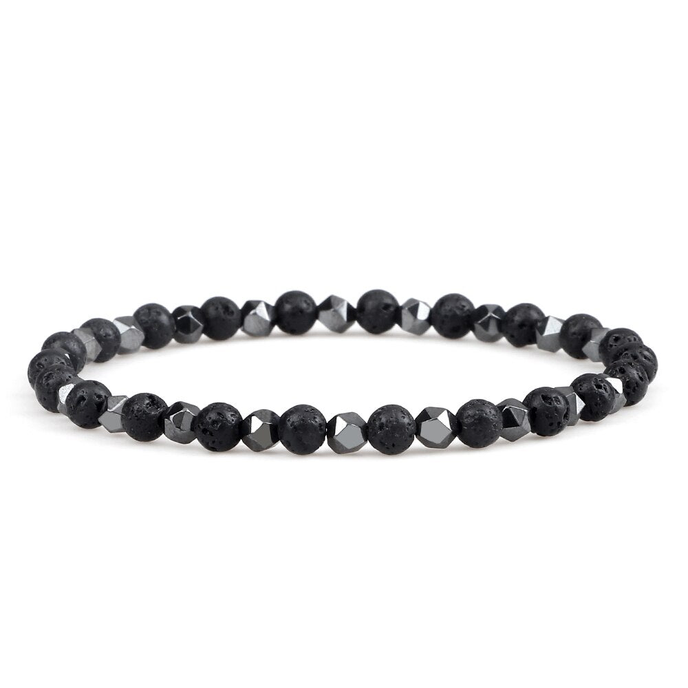 4mm Irregular Hematite Men Beaded Bracelets Natural Tiger Eye Lava Stone Beads Bracelets