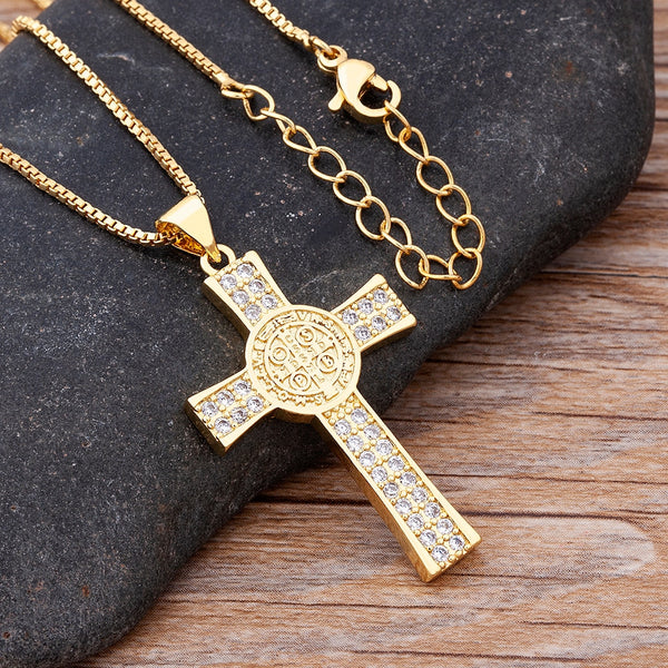 Copper Zircon Pendant Necklaces For Women Crystal Cross Chain Necklaces