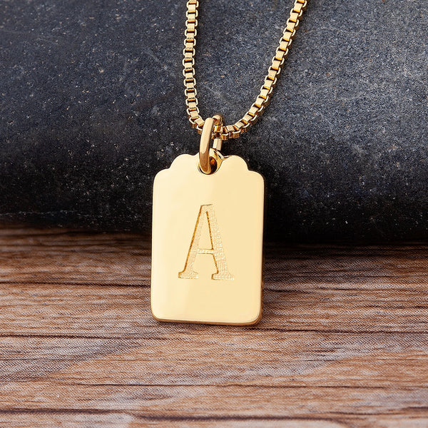 New Luxury Copper Zircon A-Z Alphabet Pendant Chain Necklace