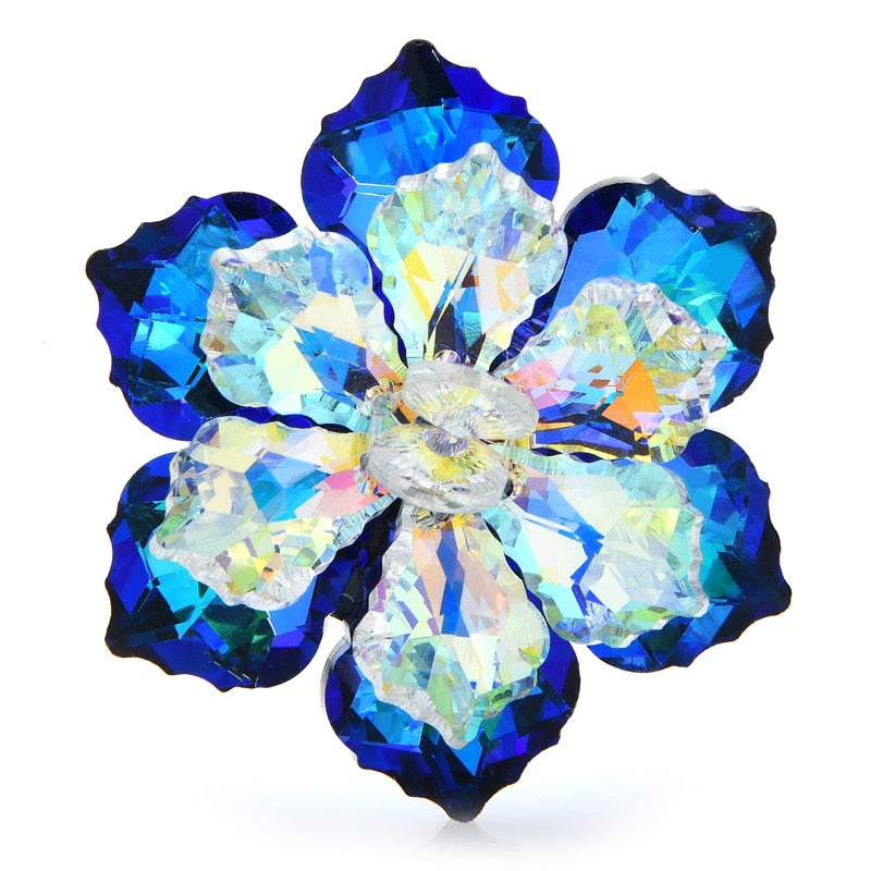 hining Glass Flower Brooches For Women