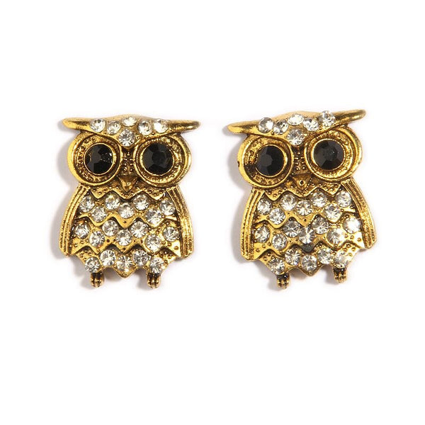 2Pcs 30mm Owl Bird Crystal Metal Rhinestone Buttons