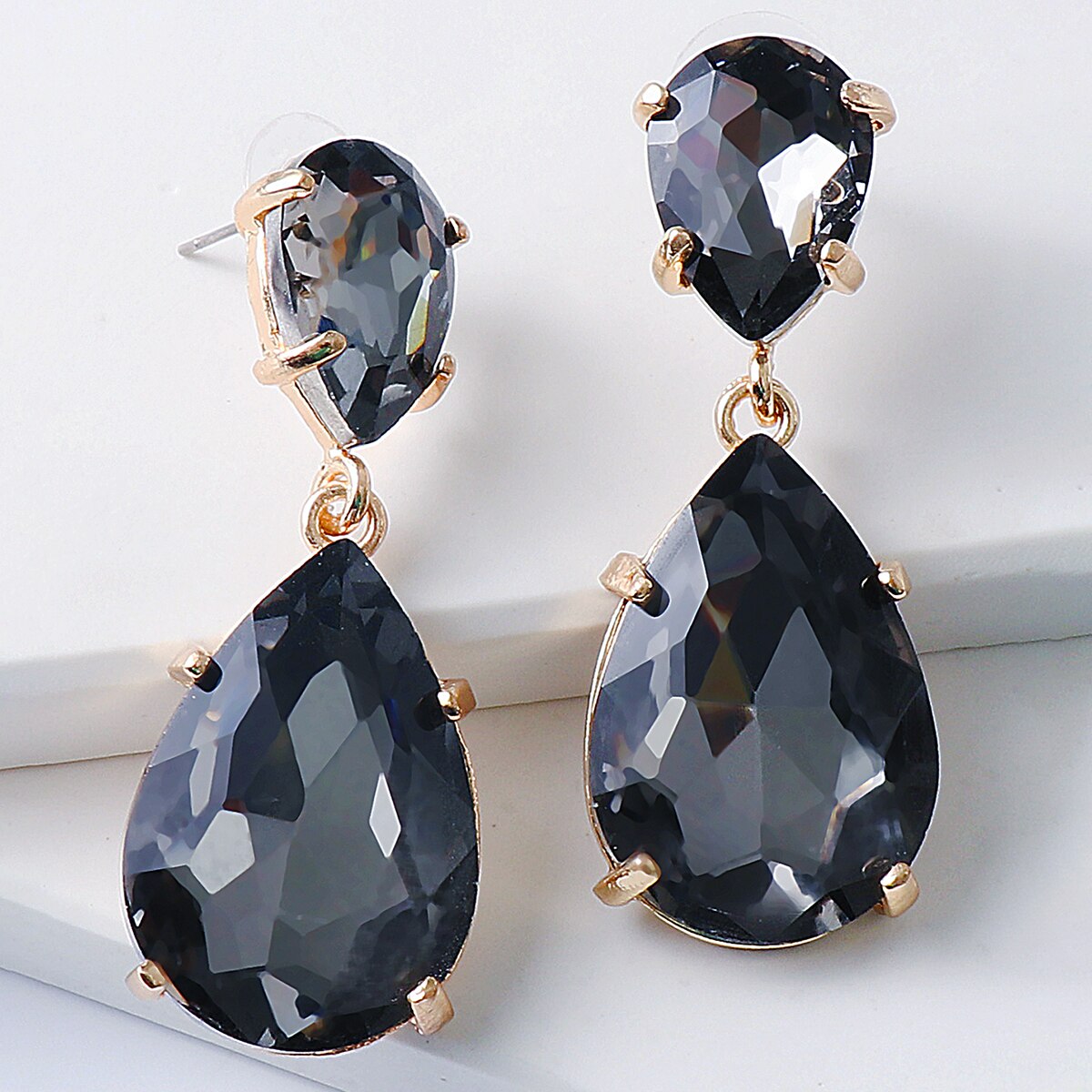 New Rhinestone Waterdrop Dangle Earrings