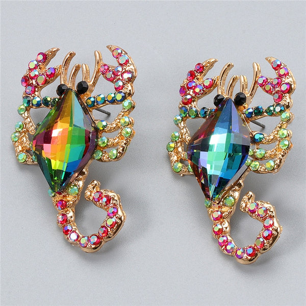 Vintage Scorpion Punk Earrings For Women Animal Rhinestone Shiny Style Earrings