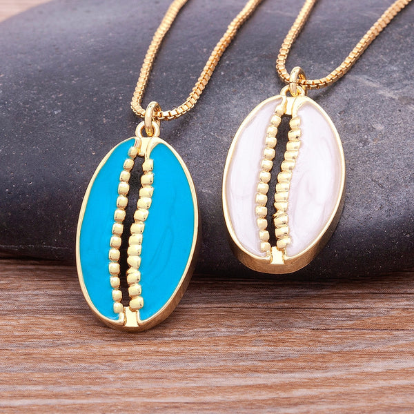 New Arrival Oil Dripping Shell Beads Pendant Jewelry Making Necklace