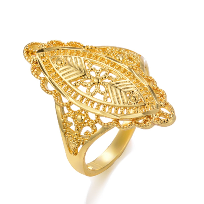 24K Gold Color Ring For Women Party Jewelry Ethiopian/African Gold Rings