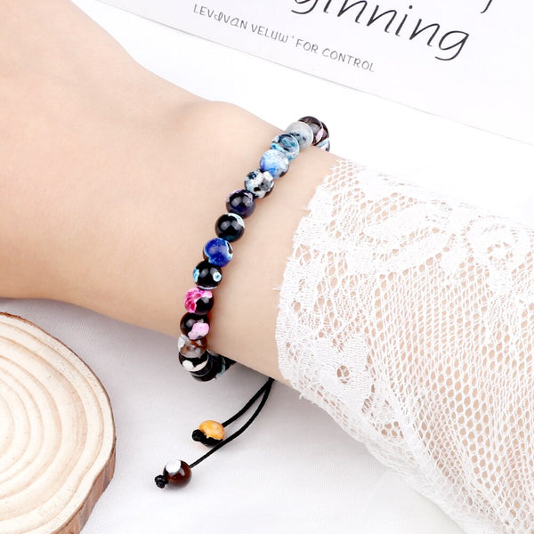 Women Multicolor Natural Fire Agates Stone Beads Bracelets Men